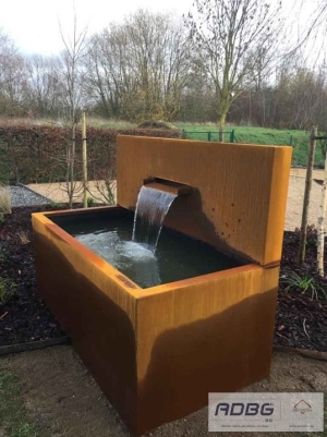 Fontaine sur mesure en corten pour un restaurateur de la région Visétoise..